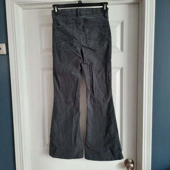 American Eagle Pants Womens 2 Gray Super Hi-Rise Flare Sailor Trouser Boho Cords - Picture 2 of 12